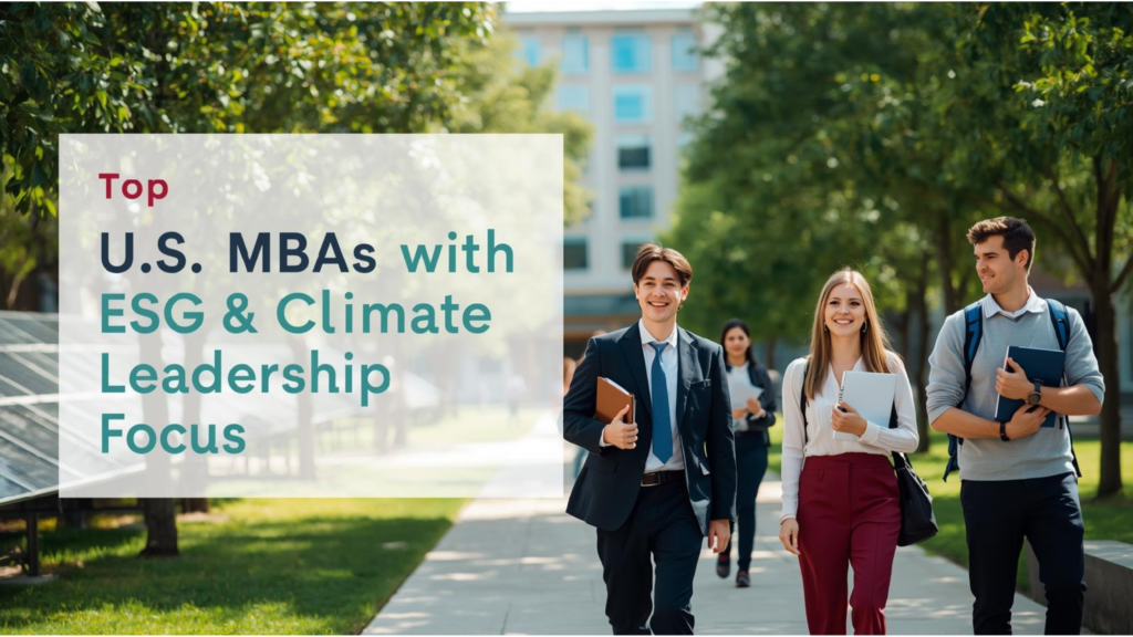 ESG MBA programs USA campus and students learning about climate leadership
